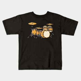 Pixel Led Wood Drums Kids T-Shirt